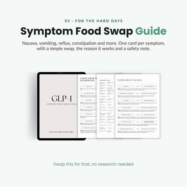 GLP-1 Food List Bundle with Grocery List Symptom Swap Guide and Printable Food Cards for Semaglutide and Tirzepatide