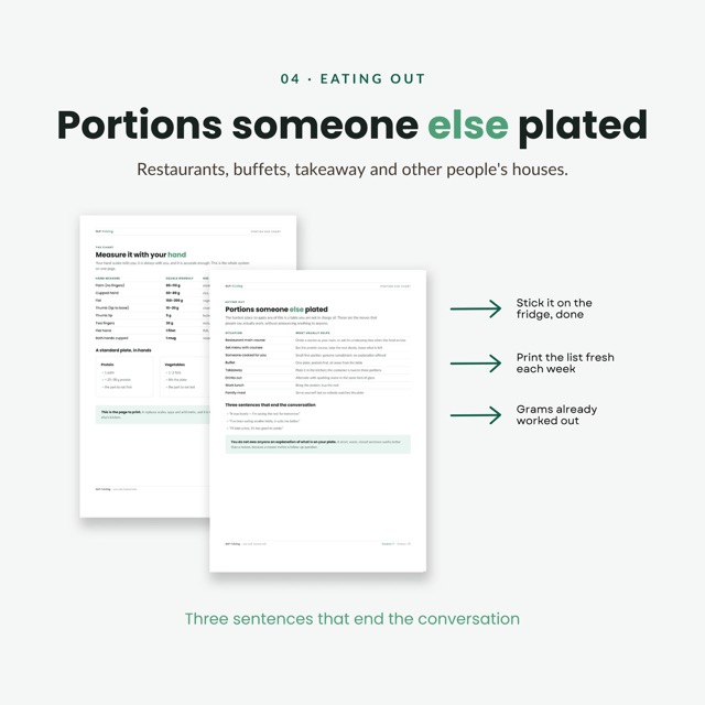 GLP-1 Portion Size Chart | Small Appetite Plate Guide for Semaglutide & Tirzepatide | Hand Portion Control Chart Printable PDF