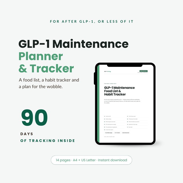 GLP-1 Maintenance Planner | Weight Maintenance Food List and Habit Tracker for After Semaglutide and Tirzepatide | 90 Day Printable