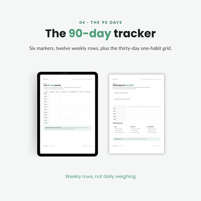 GLP-1 Maintenance Planner | Weight Maintenance Food List and Habit Tracker for After Semaglutide and Tirzepatide | 90 Day Printable
