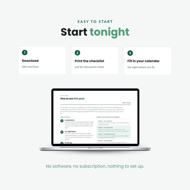 Three simple steps to start: download, print the checklist and fill in your calendar
