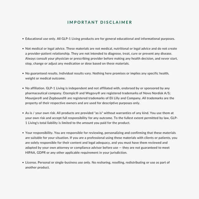Important disclaimer page with educational use and trademark information
