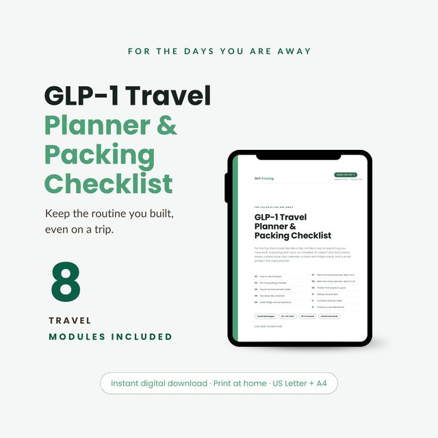 GLP-1 travel planner overview of all pages