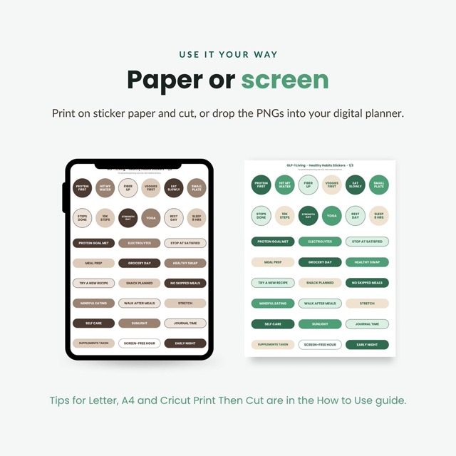 How to use the GLP-1 healthy habits stickers in GoodNotes and on paper