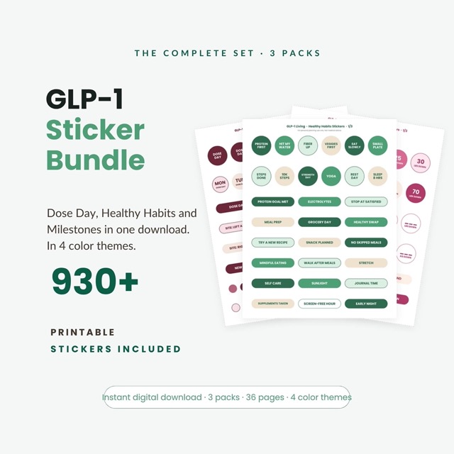 Dose Day, Healthy Habits and Milestones sticker packs shown together