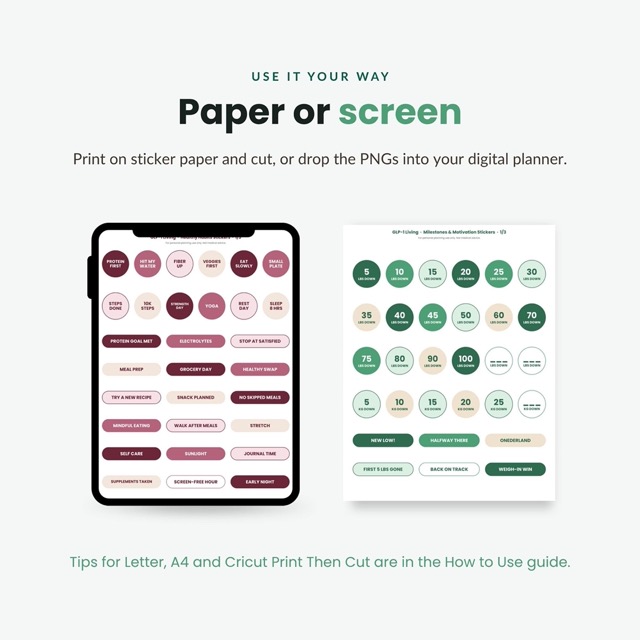 Espresso taupe sticker sheets shown on an iPad planner