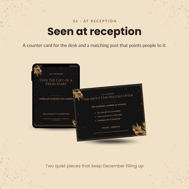 New Year card template in black and gold for a weight loss practice
